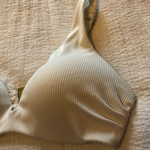 H&M White Padded Bikini Top with Gold Buckle - Picture 3 of 16